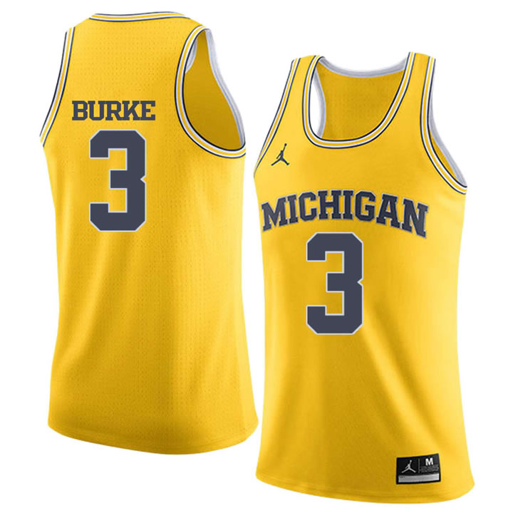 University of Michigan 3 Trey Burke Yellow College Basketball Jersey Dzhi